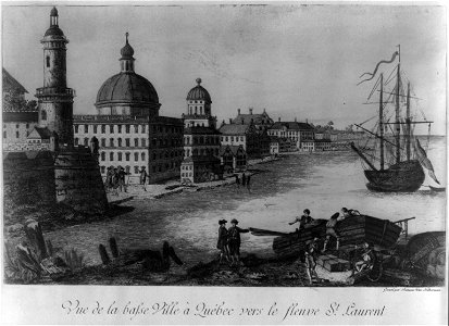 Vue de la basse ville à Québec vers le fleuve St. Laurent - gravé par François Xav. Habermann. LCCN2004670228