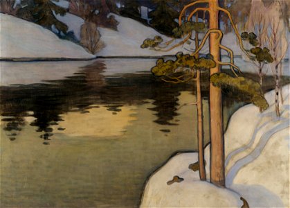 Väinö Blomstedt - Lake with Snow on the Shore