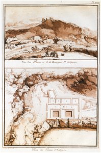 Vue des Bains et de la Montagne St Calogero Plan de Bains de St Calogero - Houel Jean - 1782
