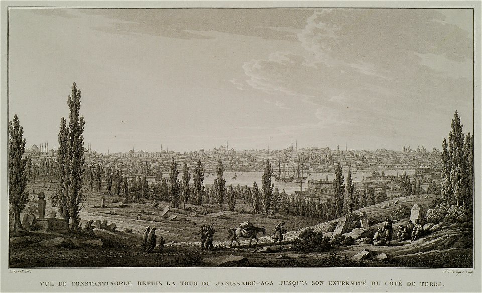 Vue de Constantinople depuis la Tour du Janissaire-Aga jusqu'a son extrêmité du côté de terre - Pertusier Charles - 1817