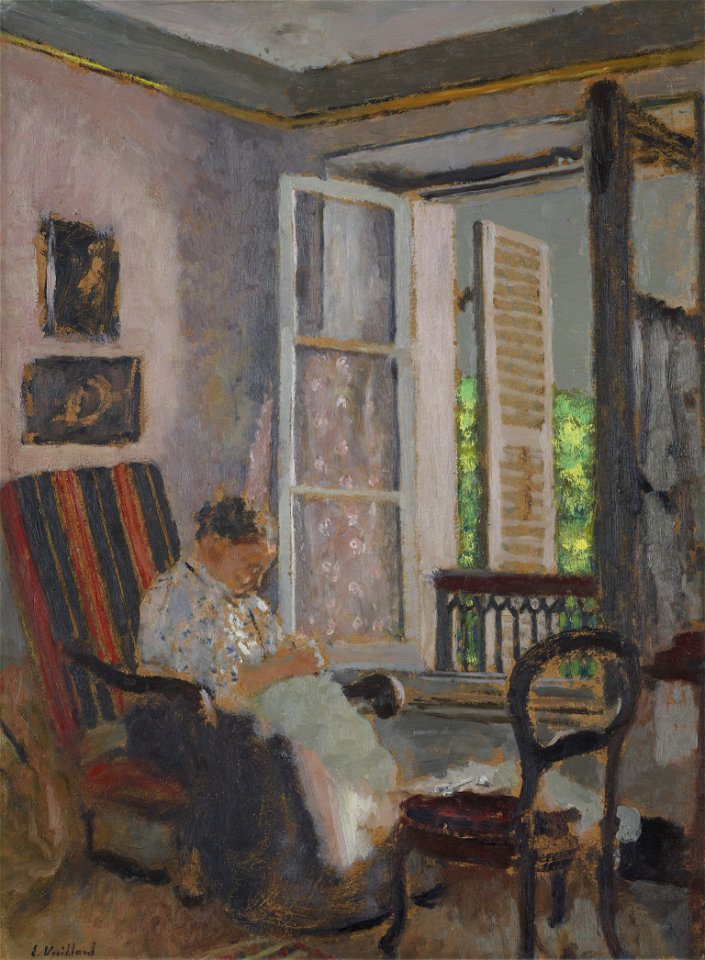 Vuillard - Madame Vuillard cousant, rue Truffaut, vers 1900