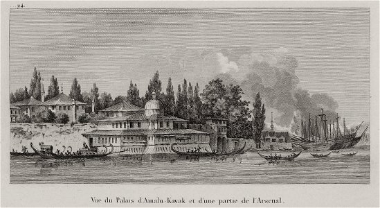 Vue du Palais d'Ainalu-Kavak et d'une partie de l'Arsenal - Choiseul-gouffier Gabriel Florent Auguste De - 1822