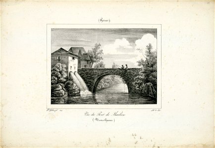 Vue du Pont de Mauléon - 1827 - Fonds Ancely - B315556101 A GELIBERT 1 010