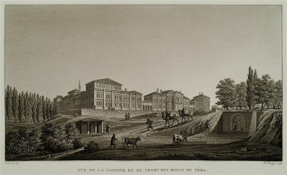 Vue de la caserne et du Champ des morts de Péra - Pertusier Charles - 1817