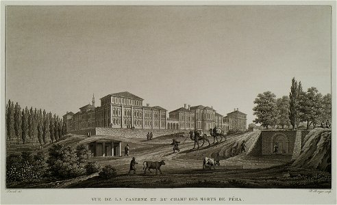 Vue de la caserne et du Champ des morts de Péra - Pertusier Charles - 1817