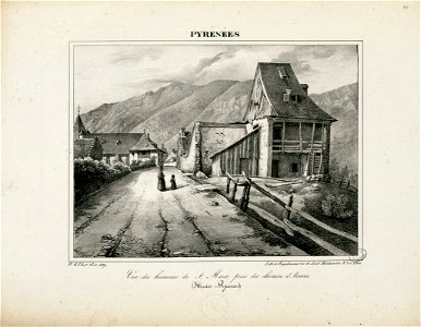 Vue du hameau de Ste. Marie prise du chemin d'Arreau (Hautes-Pyrénées) - 1829 - Fonds Ancely - B315556101 A GELIBERT 1 041