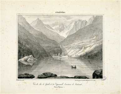 Vue du Lac de Gaube et du Vignemale, Environs de Cauterets (Hautes Pyrénées) - 1828 - Fonds Ancely - B315556101 A GELIBERT 1 028