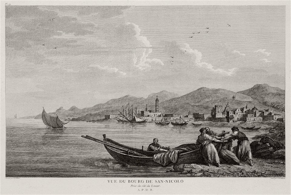 Vue du bourg de San-Nicolo prise du côté du Levant - Choiseul-gouffier Gabriel Florent Auguste De - 1782