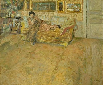 Vuillard - Interior with Madame Hessel and Her Dog, 1910