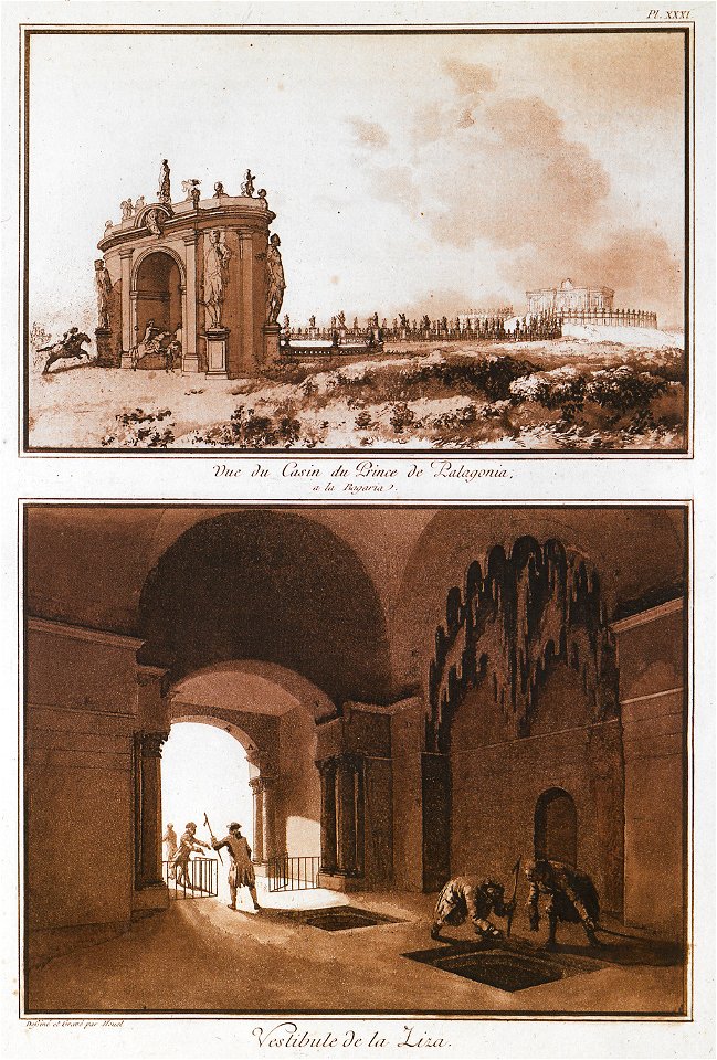 Vue du casin du Prince de Palagonia a la Bagaria Vestibule de la Liza - Houel Jean - 1782
