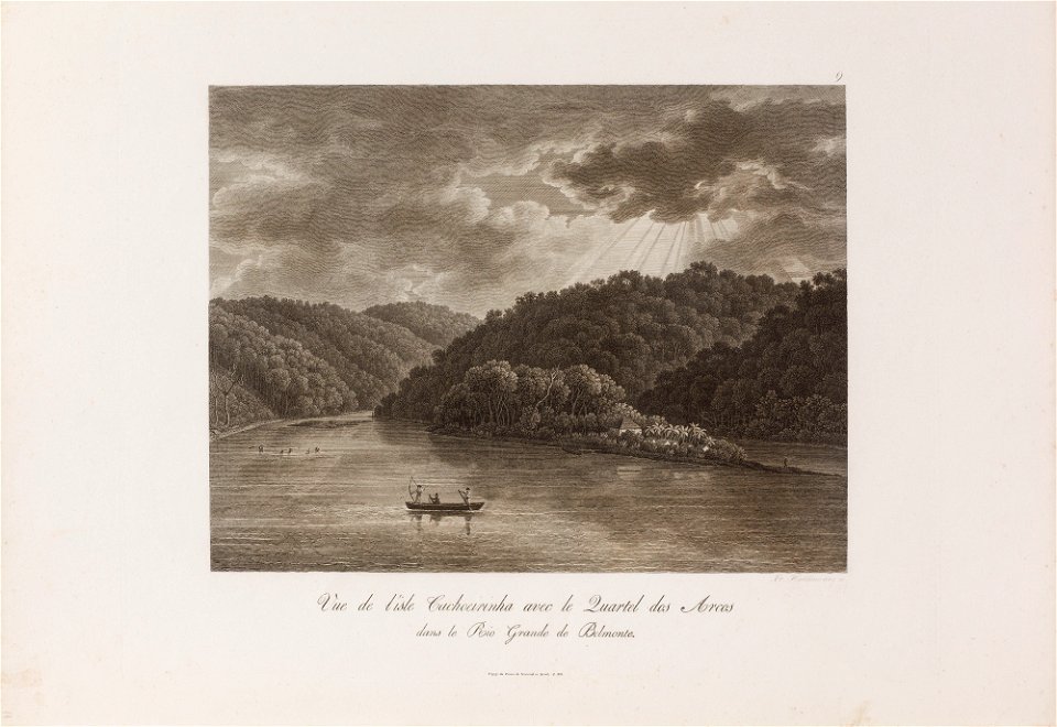 Vue de l´isle Cachoeirinha avec le Quartel dos Arcos dans le Rio Grande de Belmonte, da Coleção Brasiliana Iconográfica