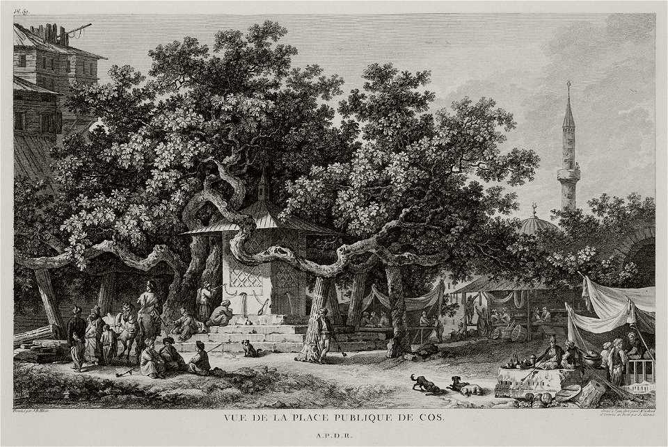 Vue de la place publique de Cos - Choiseul-gouffier Gabriel Florent Auguste De - 1782