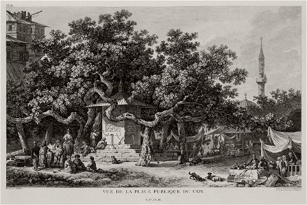 Vue de la place publique de Cos - Choiseul-gouffier Gabriel Florent Auguste De - 1782