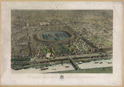 Vue officielle a vol d'oiseau de l'exposition universelle de 1867 - Eug. Cicéri et Ph. Benoist del & lith. ; imp. Lemercier & Cie., Paris. LCCN00652015