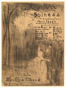 Édouard Vuillard, Solness le Constructeur, Program for Théâtre de l'Oeuvre, April 1894. Free illustration for personal and commercial use.