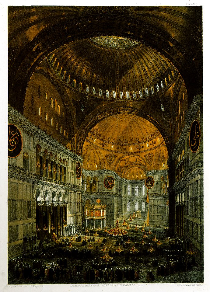 Vue générale de la grande nef, en regardant l'orient - Fossati Gaspard - 1852