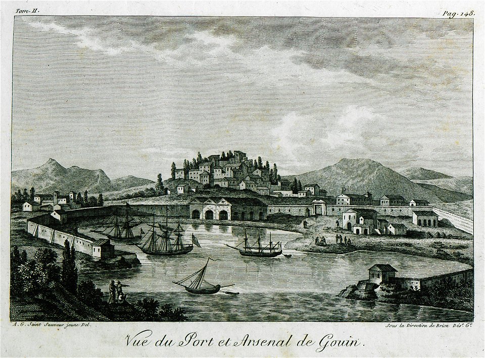 Vue du port et Arsenal de Gouin - Grasset De Saint-sauveur André - 1800. Free illustration for personal and commercial use.