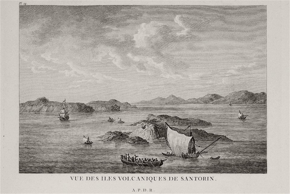 Vue des iles volcaniques de Santorin - Choiseul-gouffier Gabriel Florent Auguste De - 1782