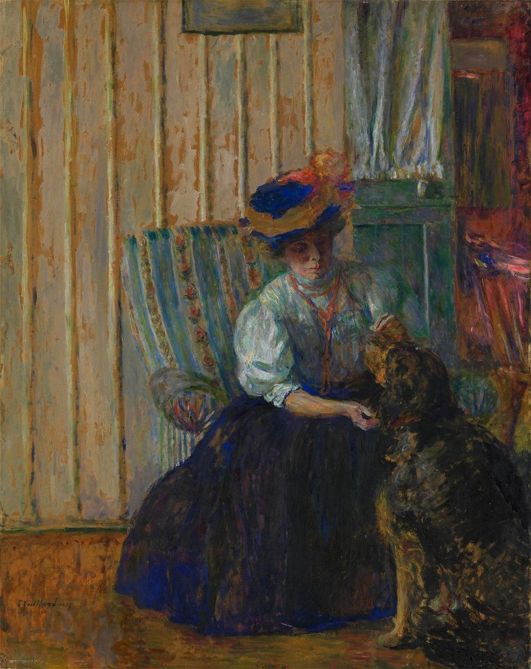 Vuillard - Mme Bonnard with her dog at rue Drouai, 1907