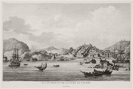 Vue du port et de la ville de Chesmé - Choiseul-gouffier Gabriel Florent Auguste De - 1782