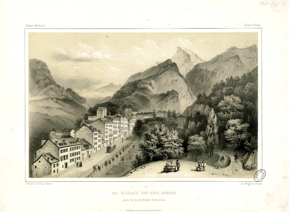 Vue générale des Eaux-Bonnes, prise de la promenade horizontale (Basses-Pyrénées-Vallée d'Ossau) - Fonds Ancely - B315556101 A GORSE 9 008