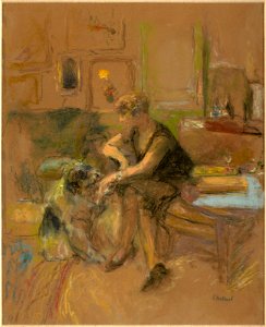Vuillard - Gabrielle Jonas Playing with a Dog, 1927
