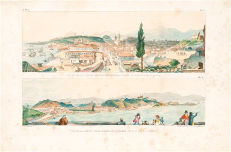 Vue Gle. de la ville de Rio de Janeiro prise du couvent de S.t Bento - Vue de la même ville, prise de l´église de N. D. de la Gloire, da Coleção Brasiliana Iconográfica