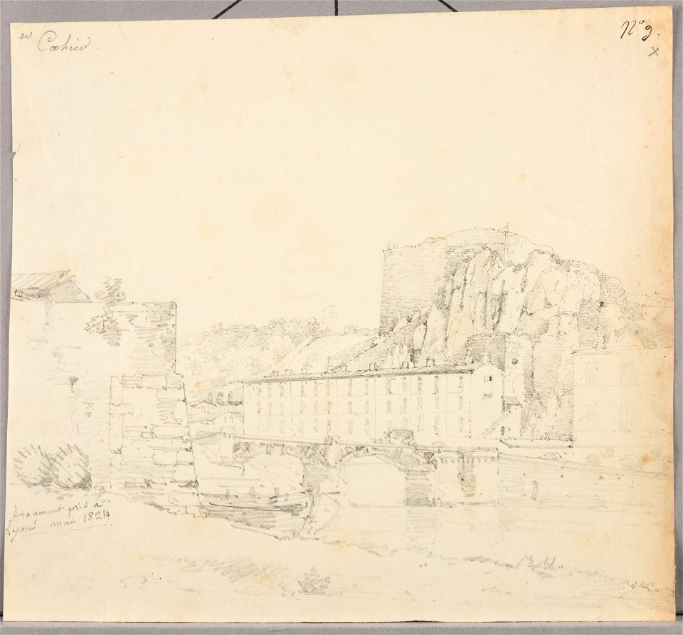 Vue des quais et portion de remparts à Lyon - Jacques Raymond Brascassat (1824)