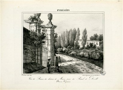Vue des Ruines du château de Marac, prise du Portail de Deville (Basses Pyrénées) - 1829 - Fonds Ancely - B315556101 A GELIBERT 1 039