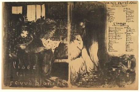 Édouard Vuillard, La Vie Muette, Lisez la Revue Blanche, and Une Nuit d'Avril à Céos, l'Image, 1894. Free illustration for personal and commercial use.