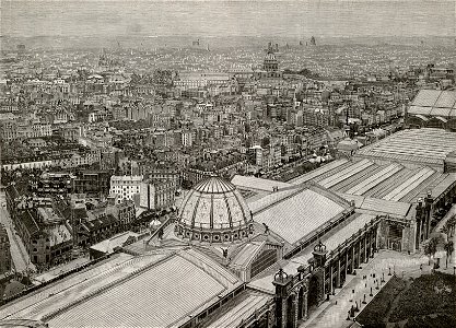 Vue panoramique de Paris, du haut de la Tour Eiffel, 1889. Free illustration for personal and commercial use.