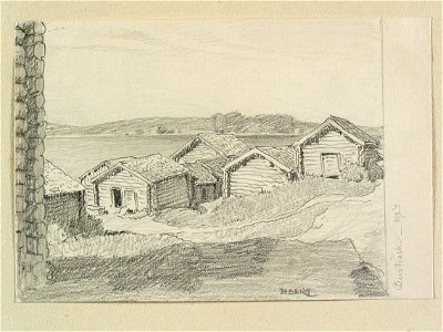 Västerbotten, Burträsk. Teckning av Ferdinand Boberg - Nordiska museet - NMA.0088526