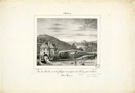 Vue du Moulin et de la fabrique de peignes de Fervet (Farbet) près d'Oleron (Oloron) (Basses Pyrénées) - 1827 - Fonds Ancely - B315556101 A GELIBERT 1 007