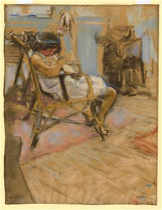 Vuillard - A young girl seated in a chair in the studio, 1909