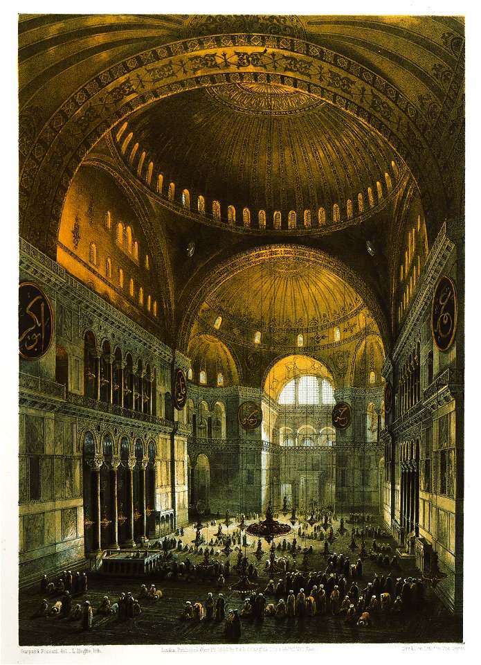 Vue générale de la grande nef, en regardant l'occident - Fossati Gaspard - 1852