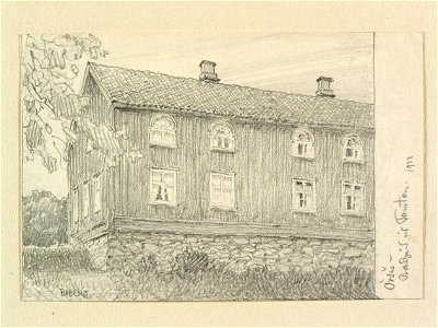 Västergötland, Kinds hd., Örsås. Bondgård vid Tomten . Teckning av Ferdinand Boberg - Nordiska museet - NMA.0088598