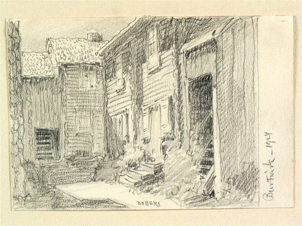 Västerbotten, Burträsk. Teckning av Ferdinand Boberg - Nordiska museet - NMA.0088520