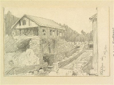 Värmland, Frykdals hd., Östmarks sn., Röjdåfors såg. Teckning av Ferdinand Boberg - Nordiska museet - NMA.0088510