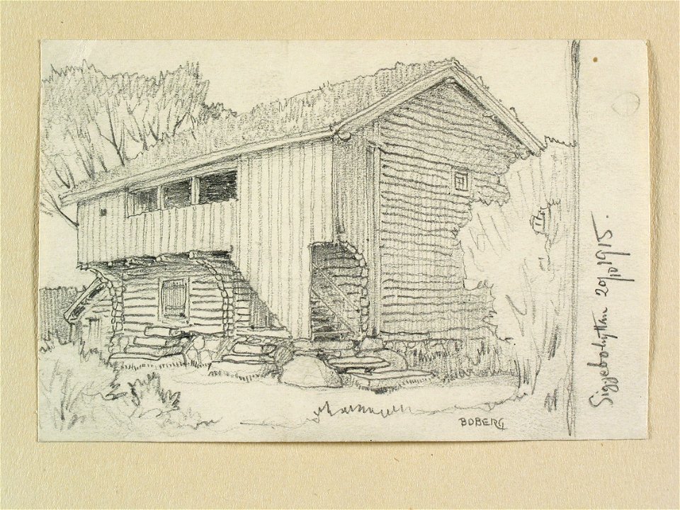 Västmanland, Lindesbergs landsförsamling, Siggebohyttan. Teckning av Ferdinand Boberg - Nordiska museet - NMA.0088606