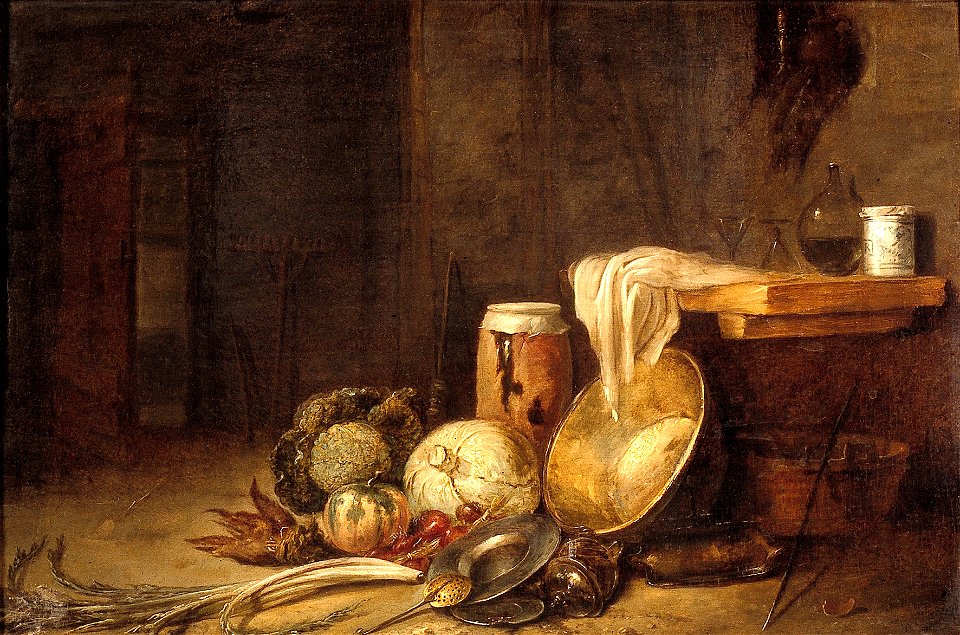 W. Kalf - Stilleven met groenten in boereninterieur - 11750 - Cultural Heritage Agency of the Netherlands Art Collection