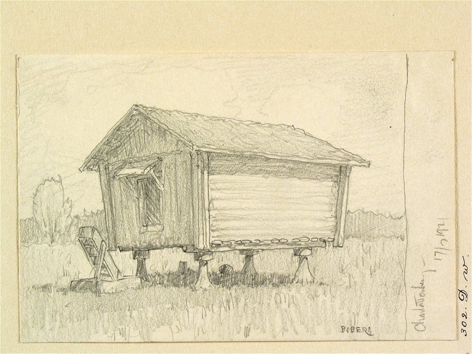 Värmland, Jösse hd., Eda sn., Charlottenberg. Visthusbod. Teckning av Ferdinand Boberg - Nordiska museet - NMA.0088487