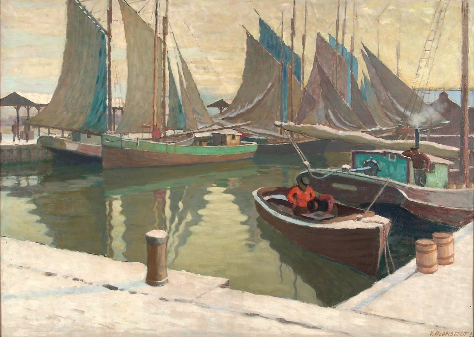 Väinö Blomstedt - Wintery Harbour View