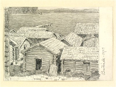 Västerbotten, Burträsk. Teckning av Ferdinand Boberg - Nordiska museet - NMA.0088521