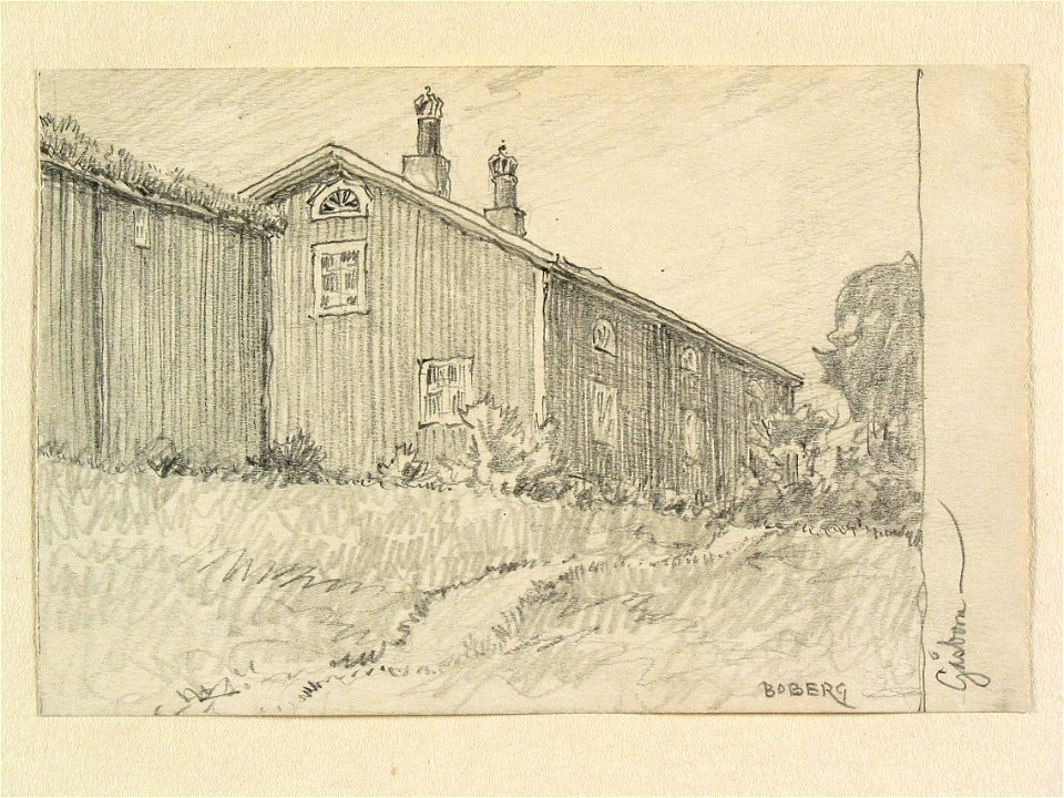 Värmland, Fernebo hd., Gåsborn. Teckning av Ferdinand Boberg - Nordiska museet - NMA.0088493