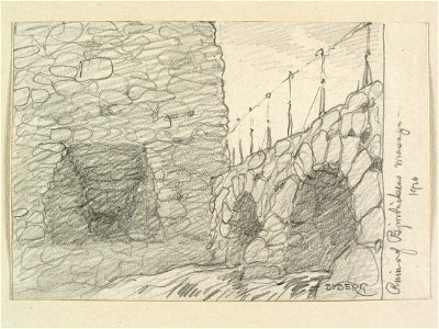 Värmland, Färnebo hd., Lungsunds sn., Bjurbäck. Ruin af Bjurbäckens masugn - Nordiska museet - NMA.0089401