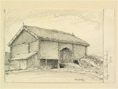 Värmland, Nordmarks hd., Holmedals sn. Loge vid Selen. Teckning av Ferdinand Boberg - Nordiska museet - NMA.0088497