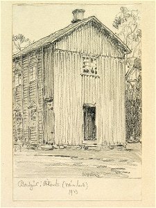 Värmland. Bondgård i Östtomta. Teckning av Ferdinand Boberg - Nordiska museet - NMA.0088512