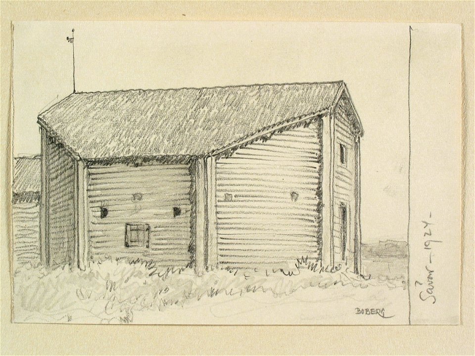 Västerbotten, Sävar. Teckning av Ferdinand Boberg - Nordiska museet - NMA.0088534