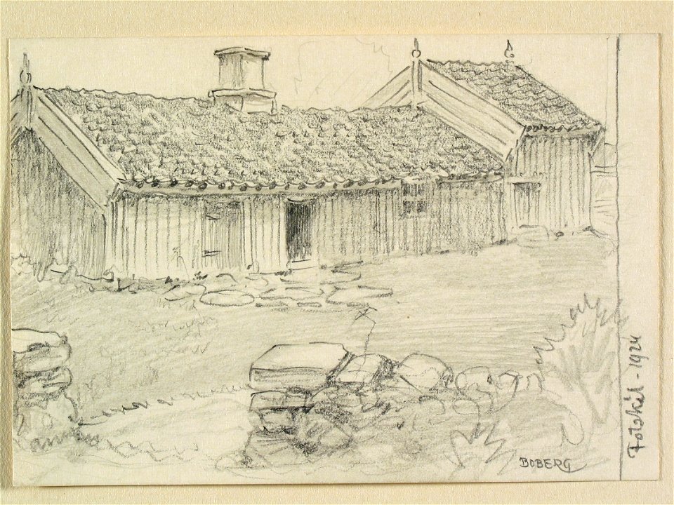 Västergötland, Marks hd., Fotskäls sn. Teckning av Ferdinand Boberg - Nordiska museet - NMA.0088550