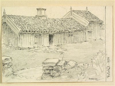 Västergötland, Marks hd., Fotskäls sn. Teckning av Ferdinand Boberg - Nordiska museet - NMA.0088550